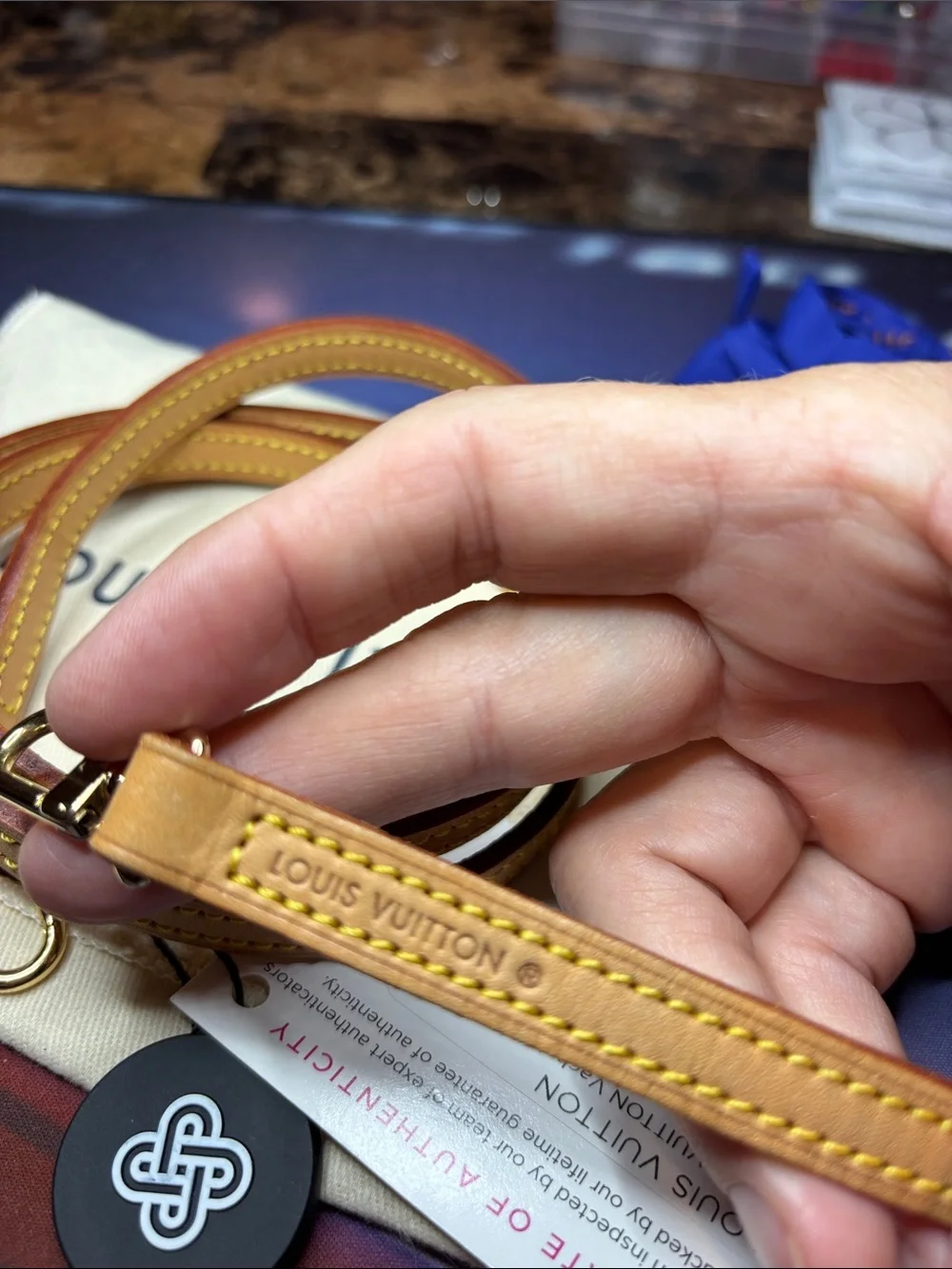 ☀️Louis Vuitton Vachetta 12mm long Leather Strap with Gold Hardware